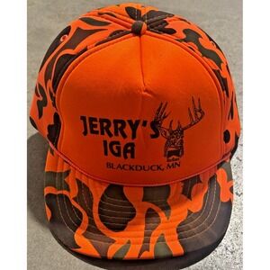 VTG Y2K Jerry's IGA Blackduck MN Camo Hunting Snapback Hat Deer